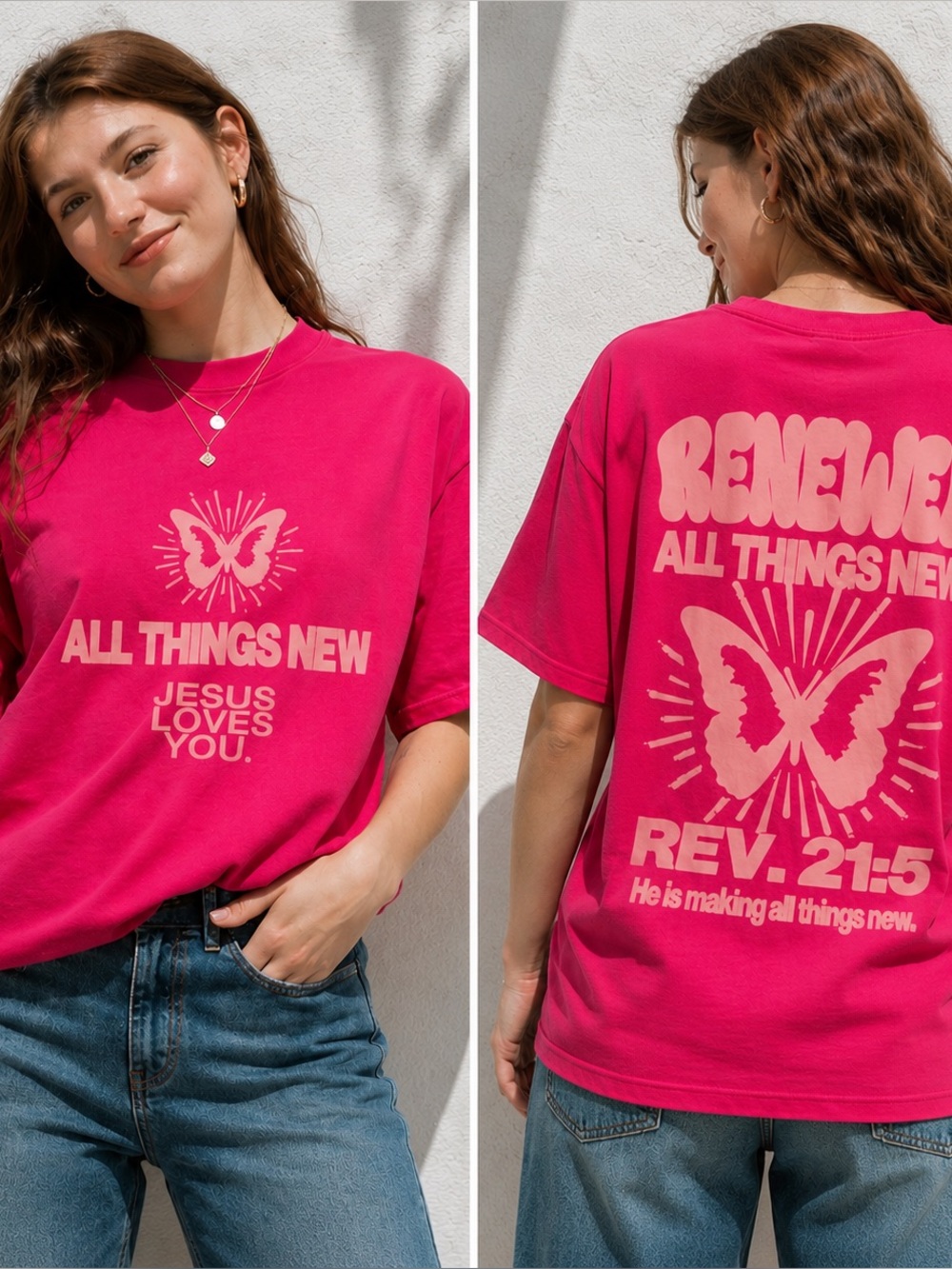 Women's Short Sleeve Graphic Tee in Hot Pink - All Things New